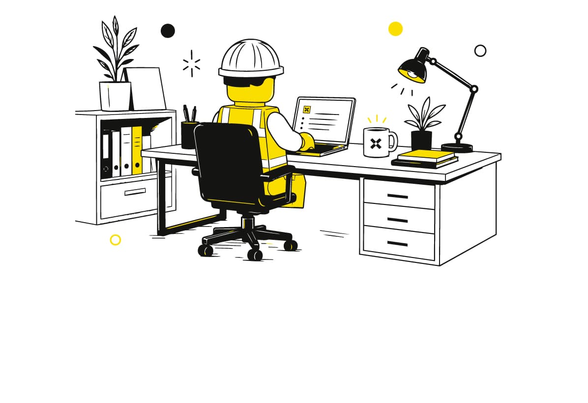 Ilustración de una persona trabajando en un escritorio